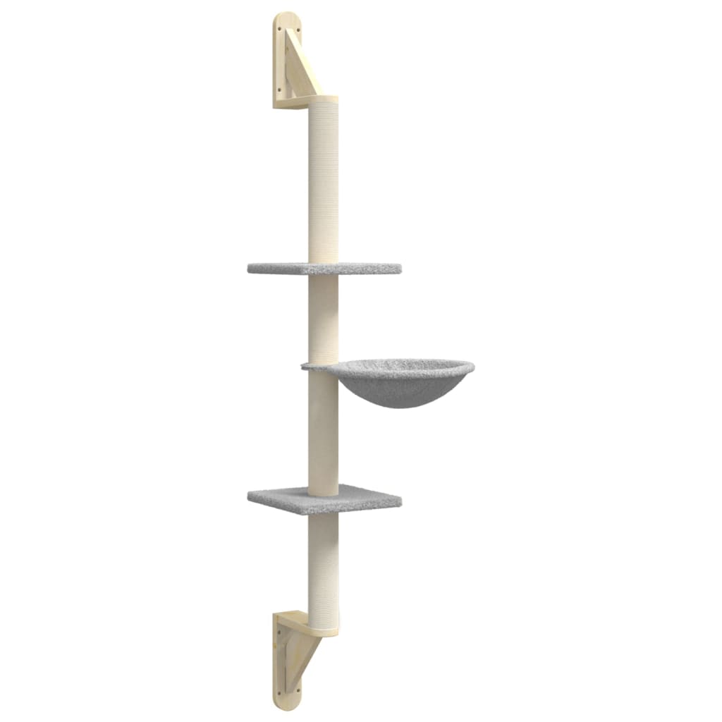 Vidaxl meuble pour chat mural avec griffoir 142,5 cm gris clair