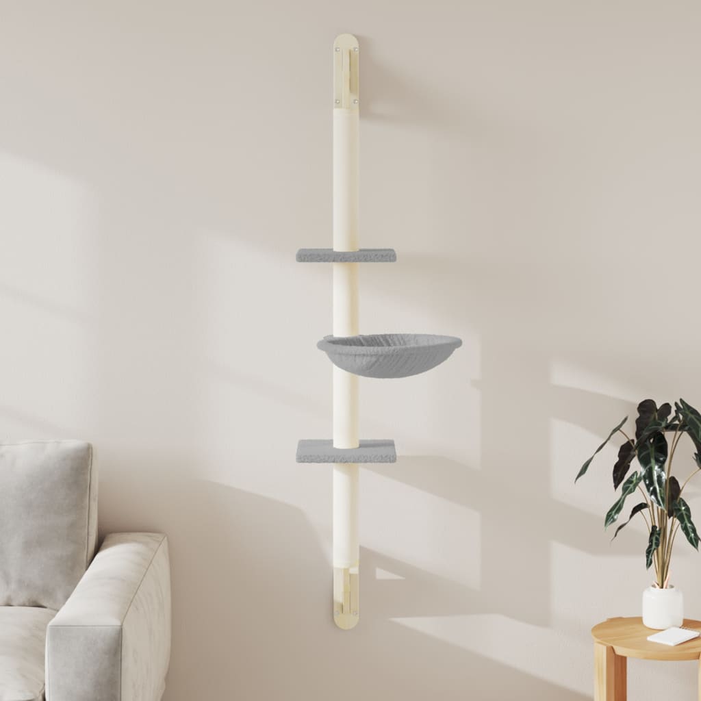 Vidaxl meuble pour chat mural avec griffoir 142,5 cm gris clair