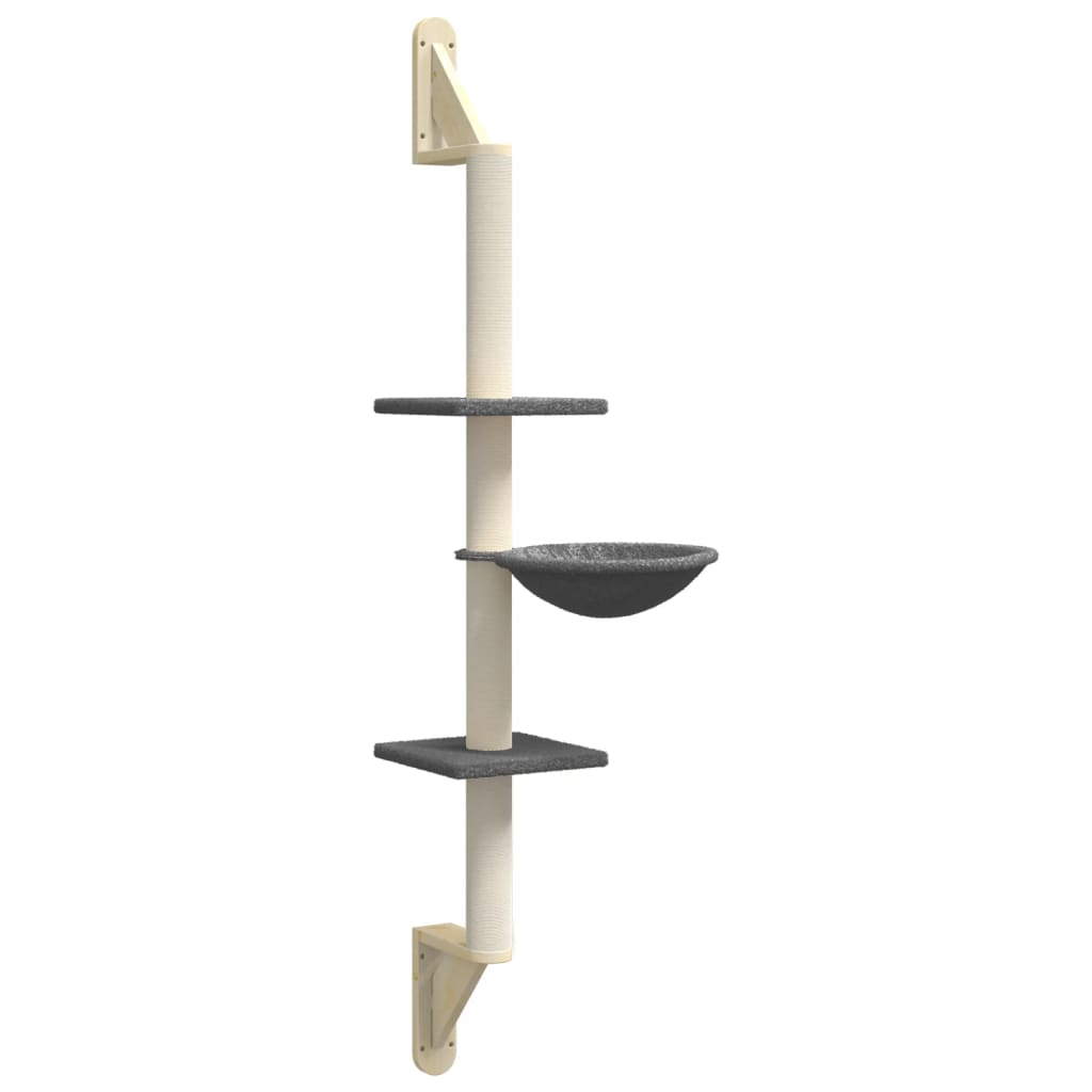 VidaXL Meuble mural pour chat avec griffoir 142,5 cm gris foncé
