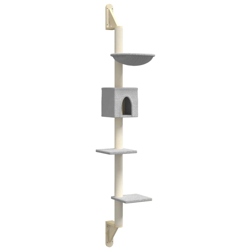 Vidaxl meuble pour chat mural avec griffoir 187 cm gris clair