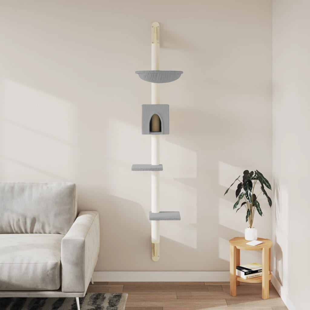 Vidaxl meuble pour chat mural avec griffoir 187 cm gris clair