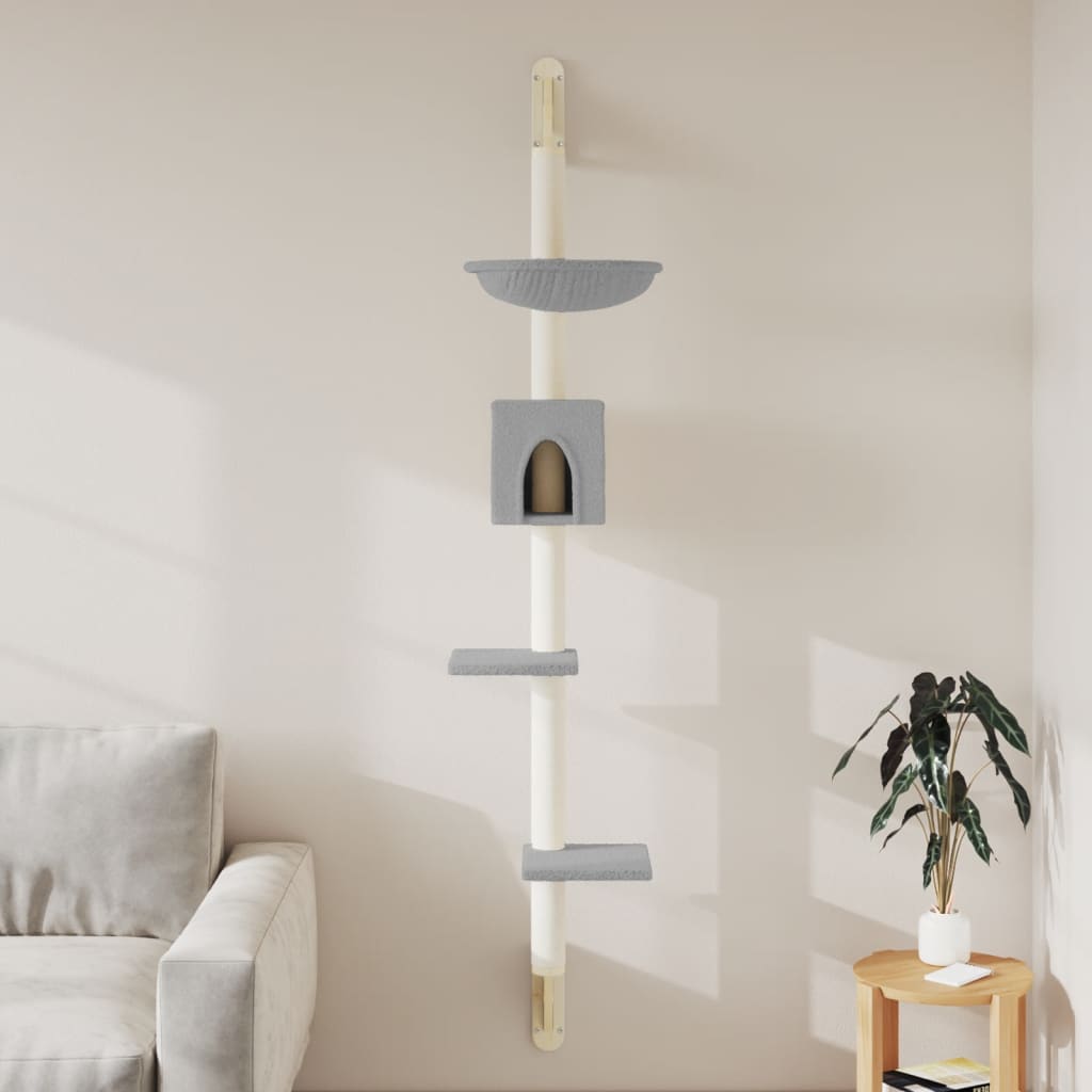 Vidaxl meuble pour chat mural avec griffoir 187 cm gris clair