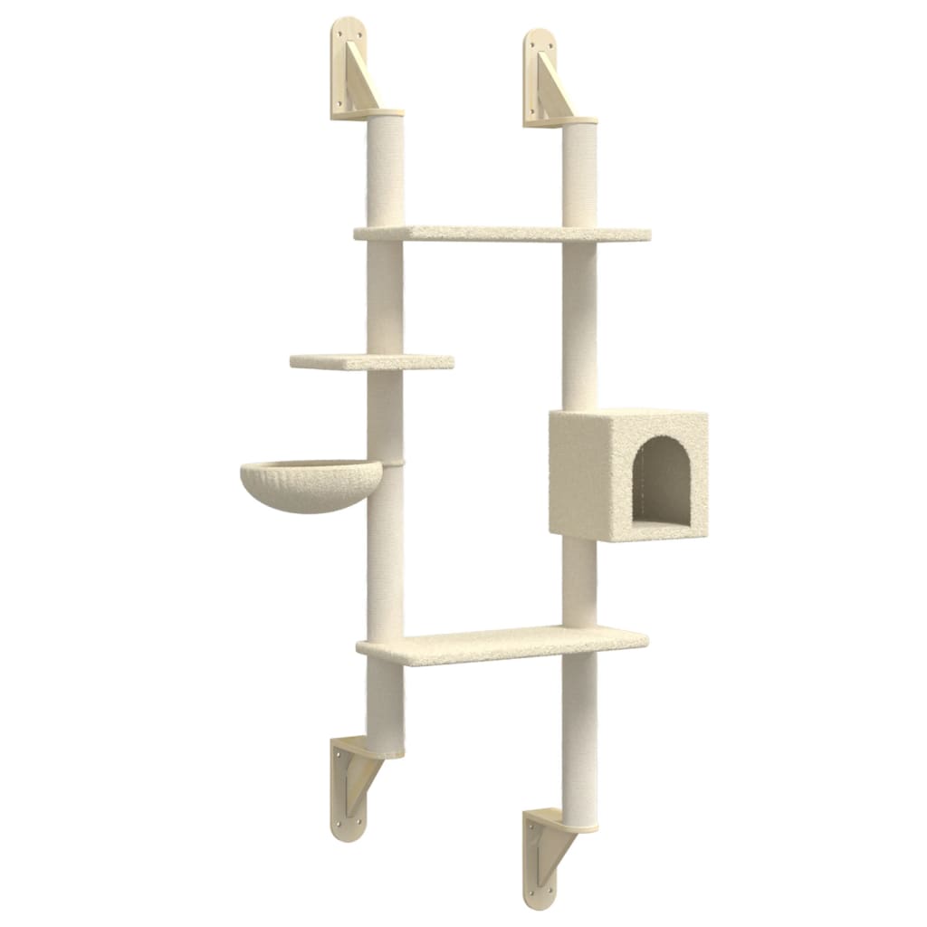 Vidaxl meuble mural pour chat avec griffoir 180 cm couleur crème