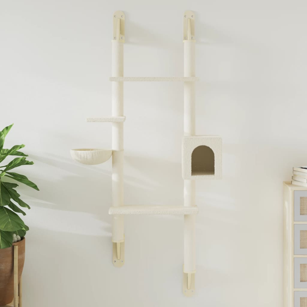 Vidaxl meuble mural pour chat avec griffoir 180 cm couleur crème