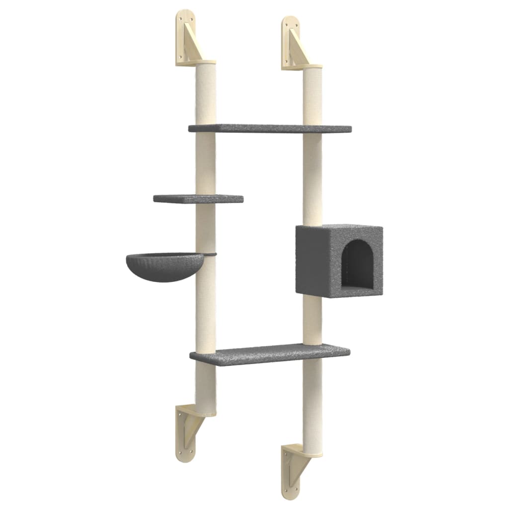 Vidaxl meuble pour chat mural avec griffoir 180 cm gris foncé