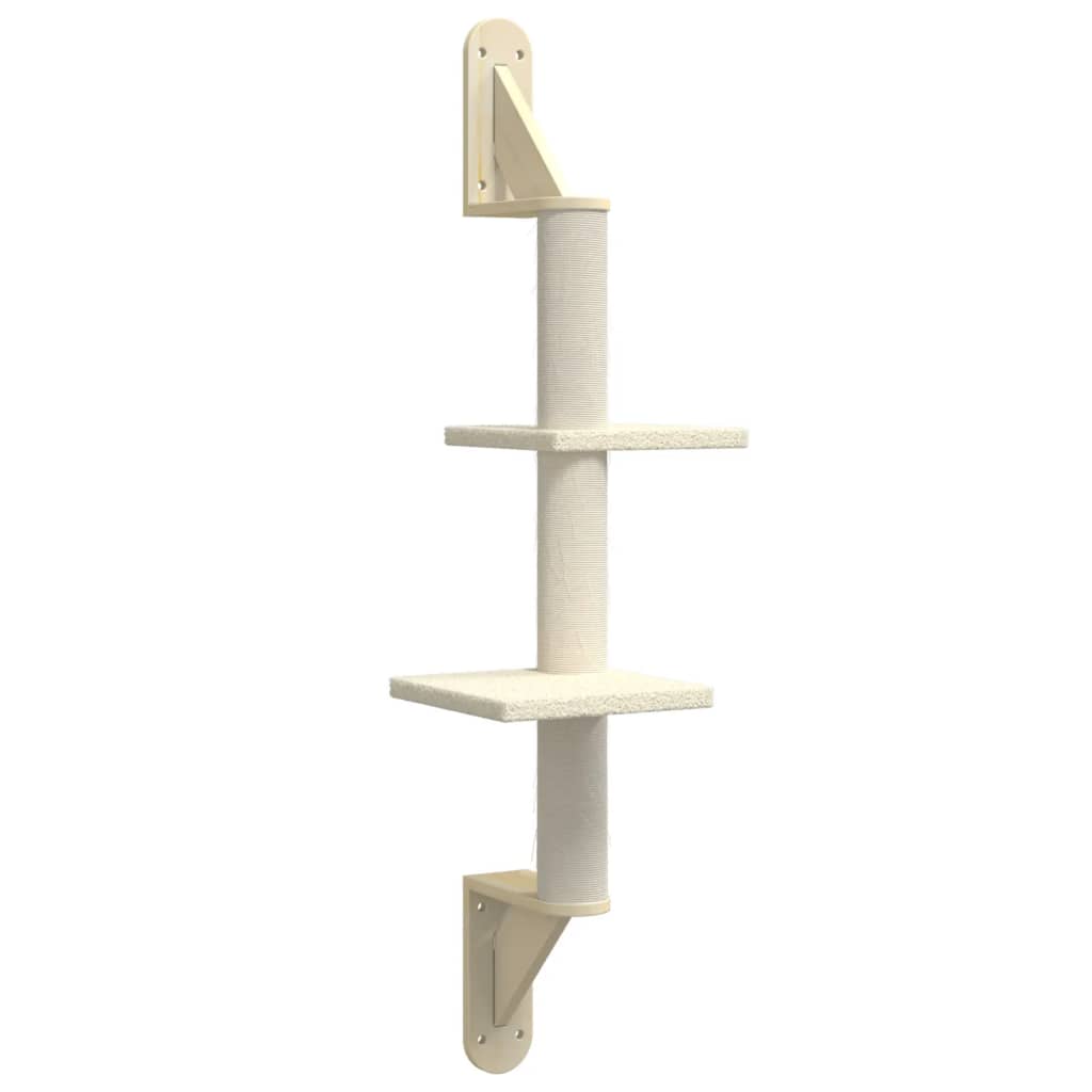 VidaXL Meuble mural pour chat avec griffoir 108 cm couleur crème