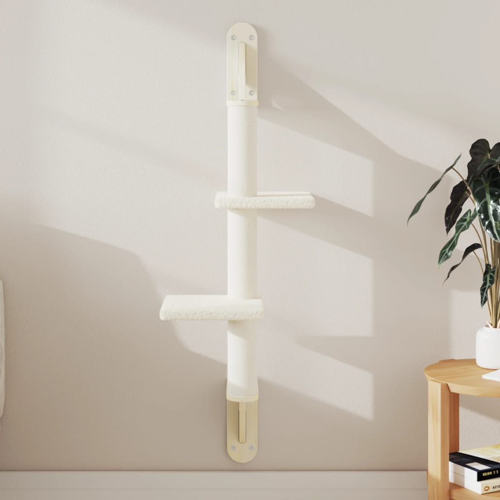 VidaXL Meuble mural pour chat avec griffoir 108 cm couleur crème