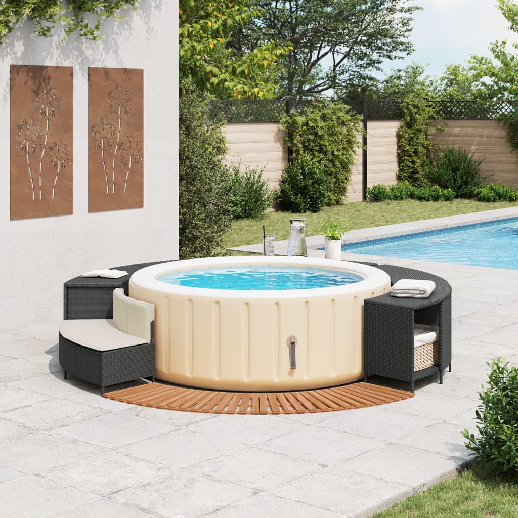 Vidaxx contour de spa polyrotin et bois d'acacia massif noir