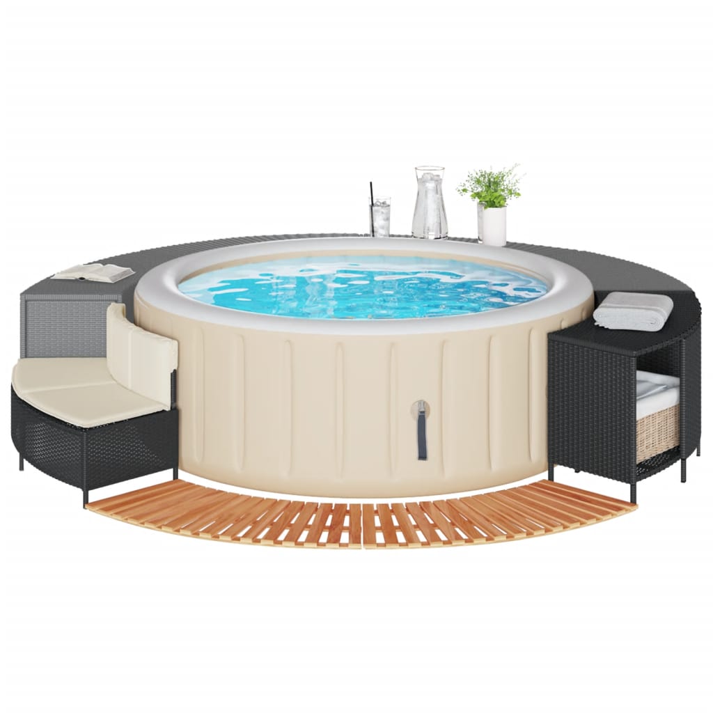 Vidaxx contour de spa polyrotin et bois d'acacia massif noir