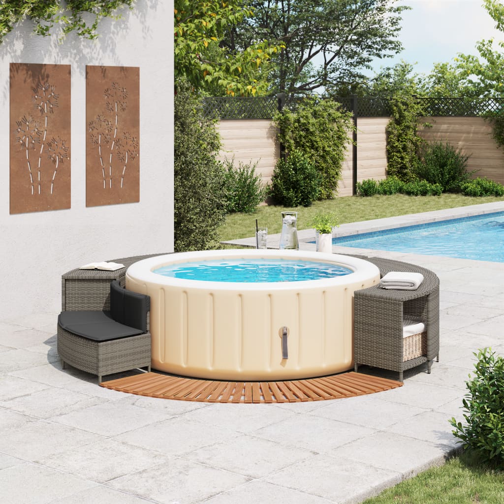 VidaXL contour de spa polyrotin bois d'acacia massif gris