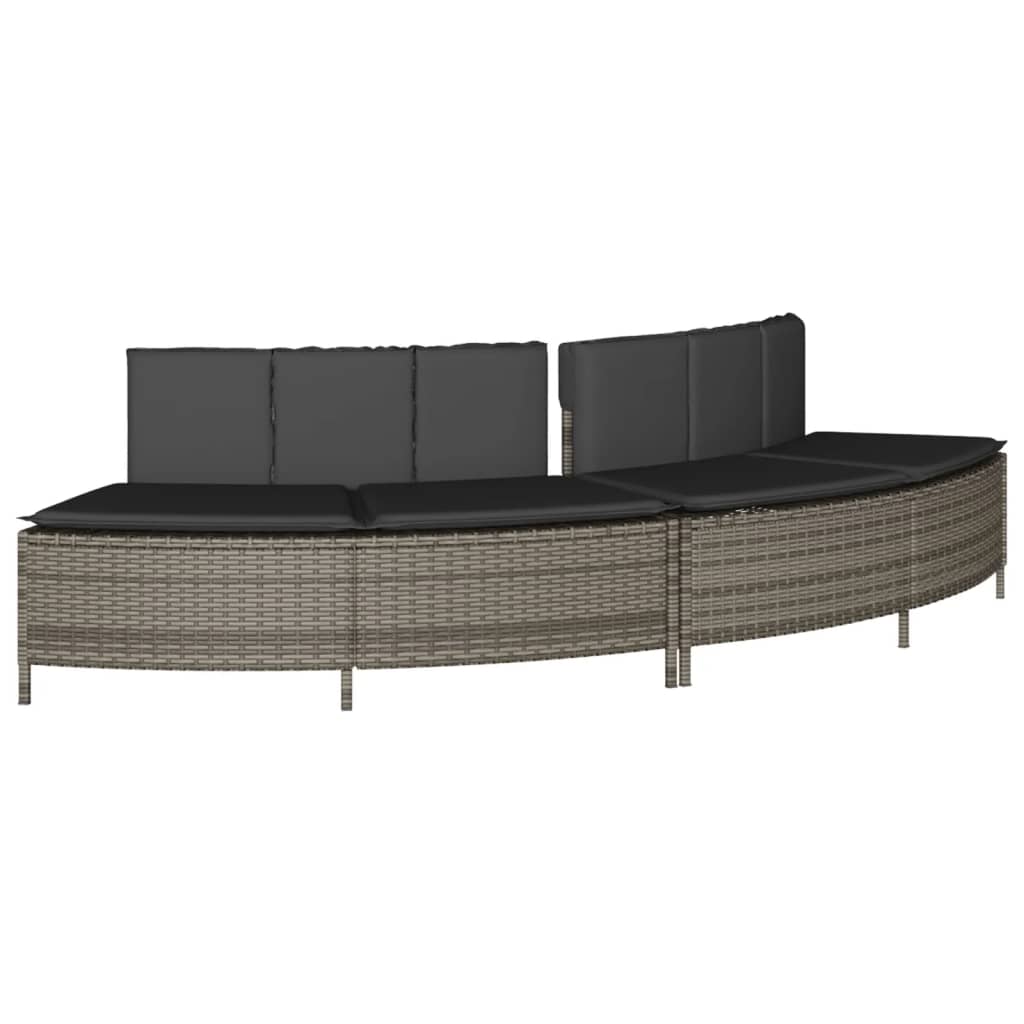 VidaXL bancs de spa avec coussins 2 pcs poly rotin gris
