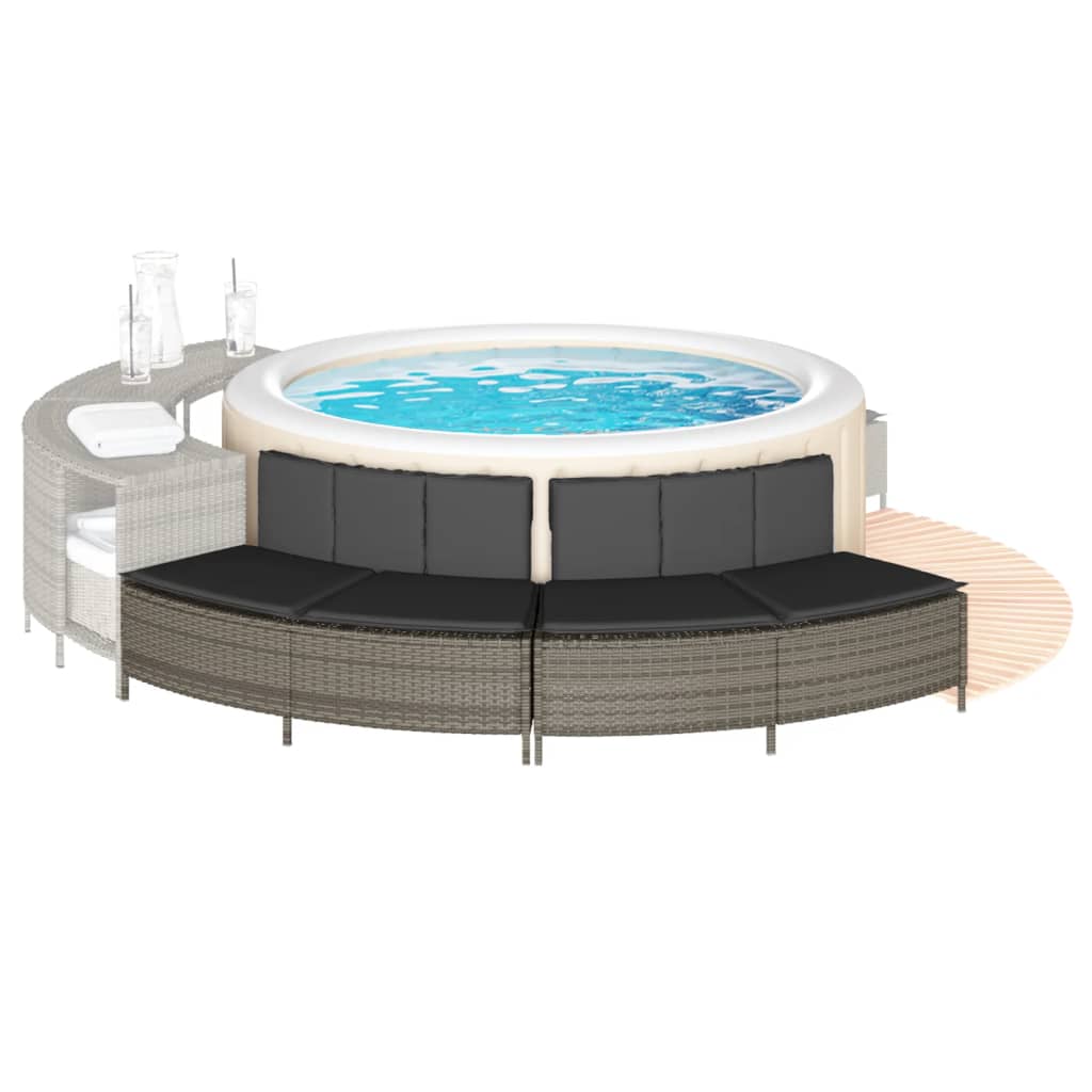 VidaXL bancs de spa avec coussins 2 pcs poly rotin gris