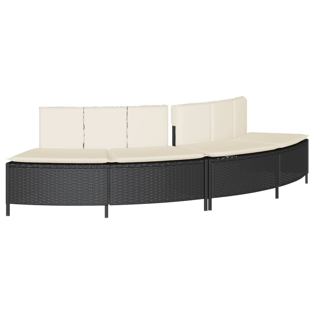 VidaXL bancs de spa avec coussins 2 pcs poly rotin noir
