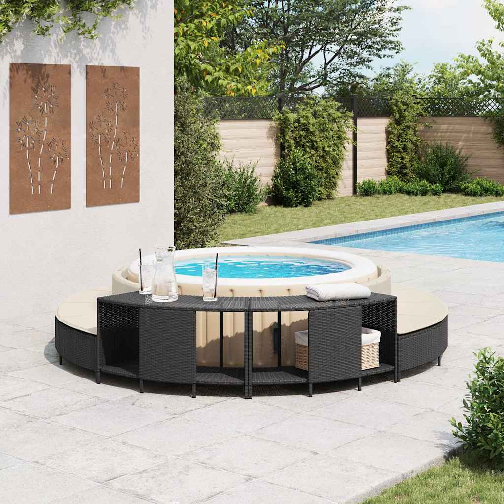 Vidaxx étagères de rangement pour spa 2 pcs poly rotin noir
