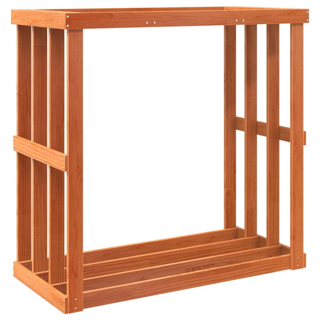 Vidaxxl porte-bûches 108x52x106 cm bois de pin massif, marron lavé