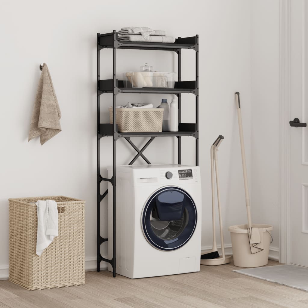 Vidaxx meuble pour machine à laver 67x25x163 cm bois fini noir