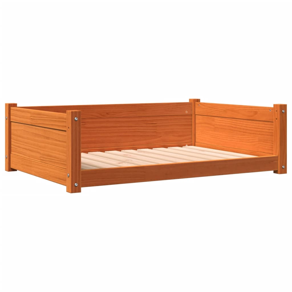 Vidaxxl lit pour chien 95,5x65,5x28 cm bois de pin massif lavage marron