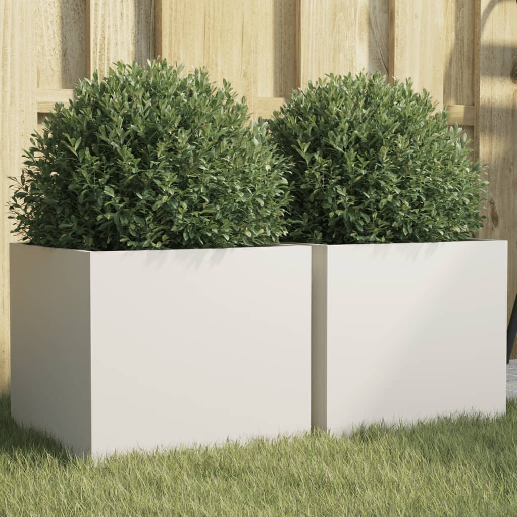 Vidaxx jardinières 2 pcs 32x30x29 cm acier blanc