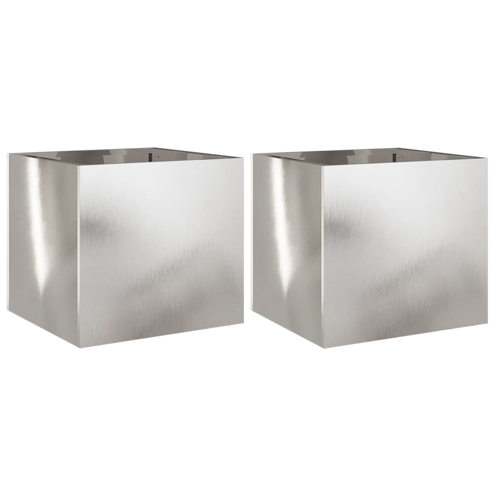 Vidaxx jardinières 2 pcs 32x30x29 cm acier inoxydable couleur argent