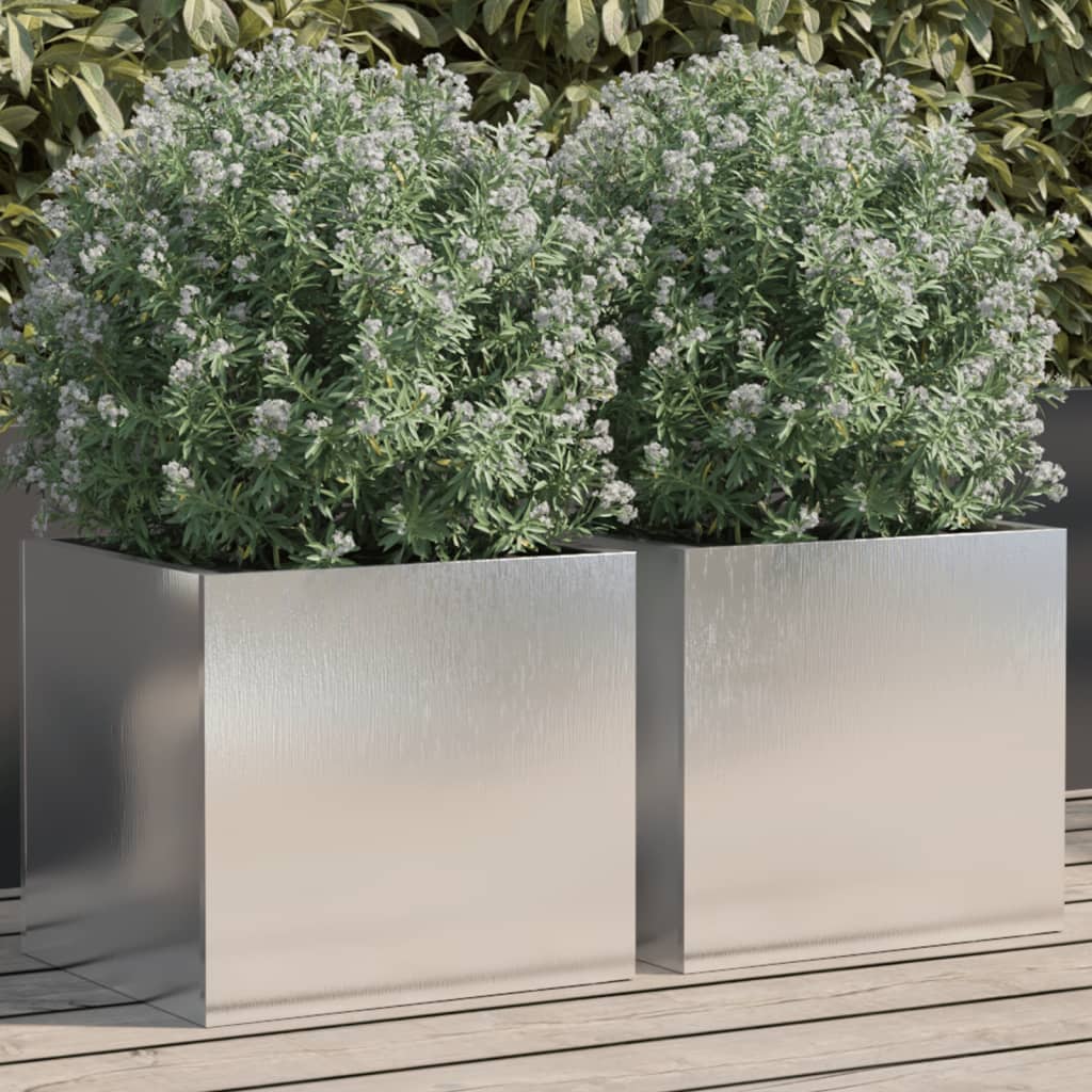 Vidaxx jardinières 2 pcs 32x30x29 cm acier inoxydable couleur argent
