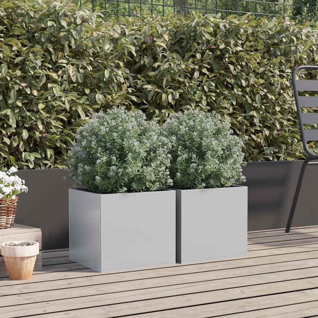 Vidaxx jardinières 2 pcs 32x30x29 cm acier galvanisé couleur argent