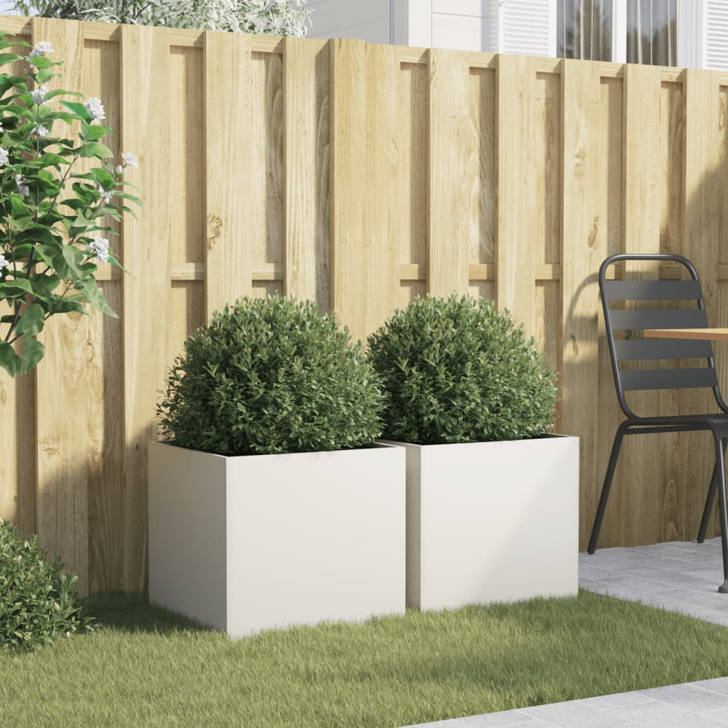 Vidaxx jardinières 2 pcs 42x40x39 cm acier blanc