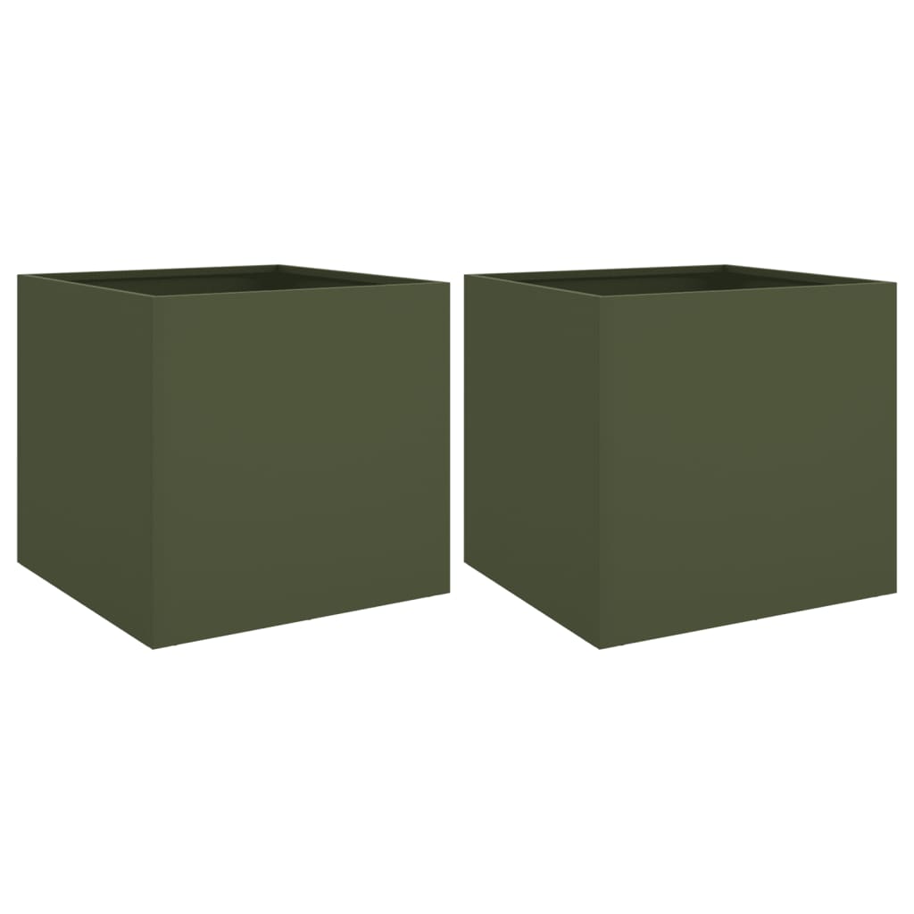 Vidaxx jardinières 2 pcs 42x40x39 cm acier vert olive