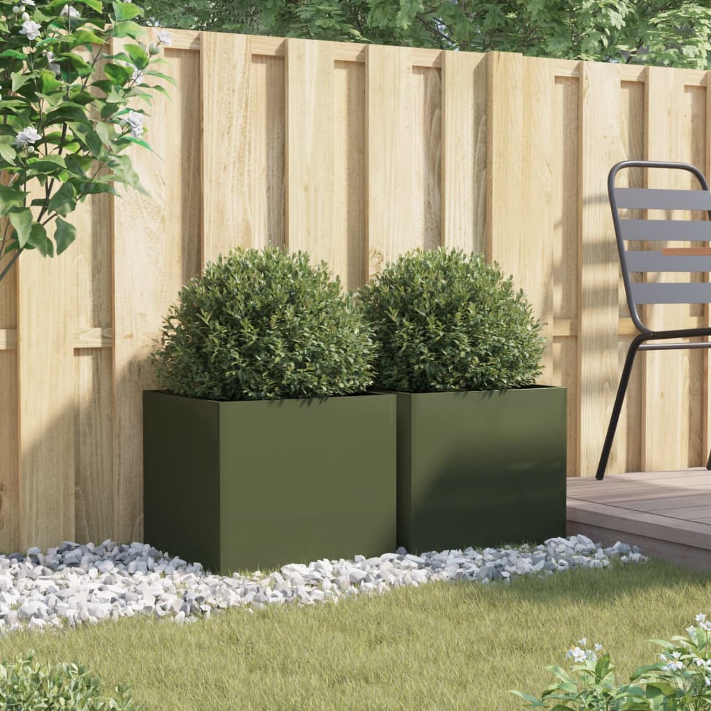 Vidaxx jardinières 2 pcs 42x40x39 cm acier vert olive