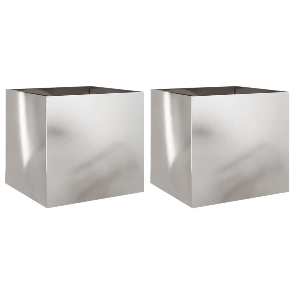 Vidaxx jardinières 2 pcs 42x40x39 cm acier inoxydable couleur argent