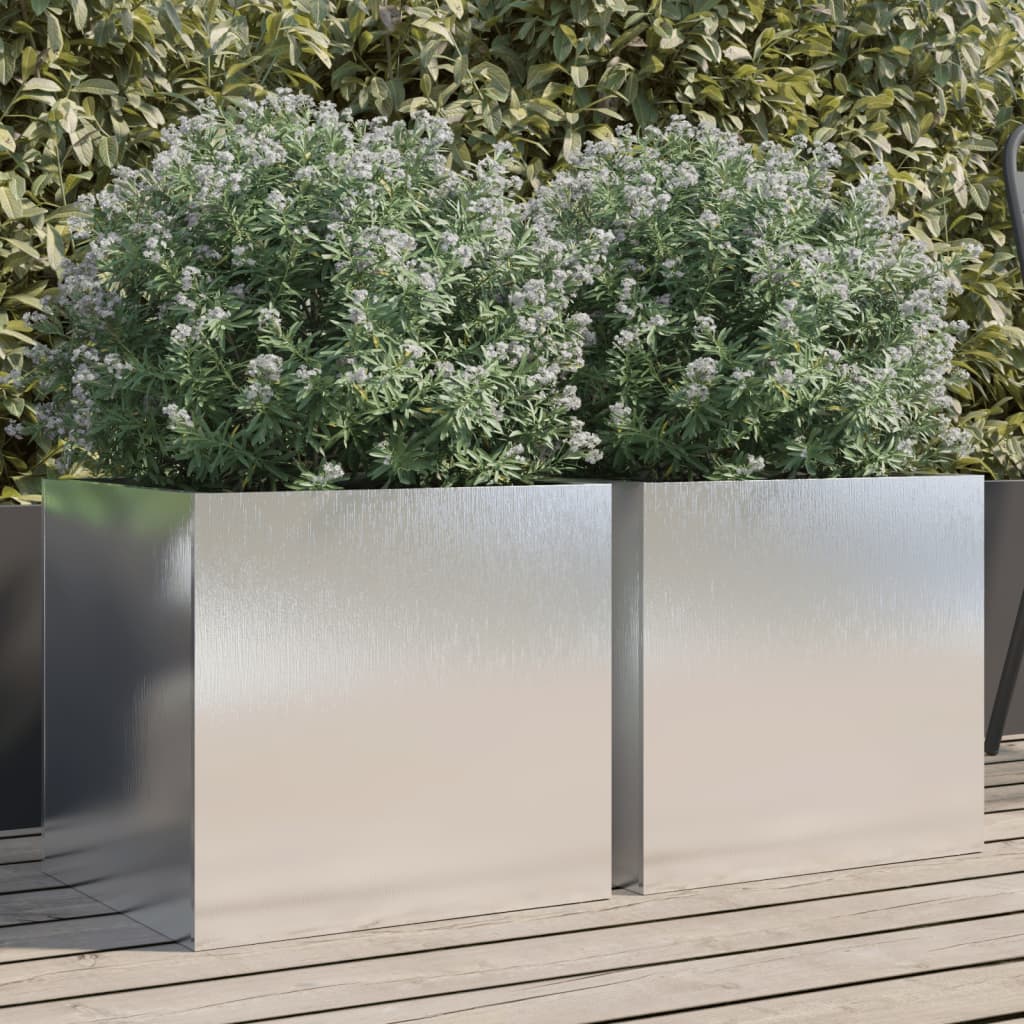 Vidaxx jardinières 2 pcs 42x40x39 cm acier inoxydable couleur argent