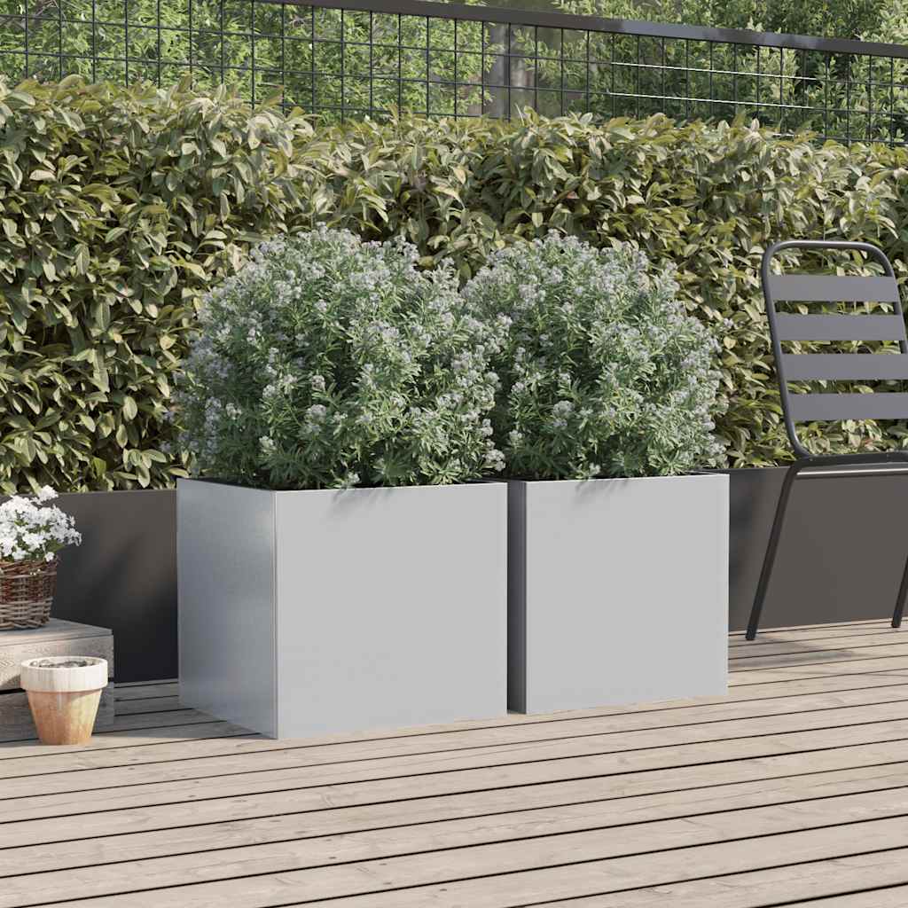Vidaxx jardinières 2 pcs 42x40x39 cm acier galvanisé couleur argent