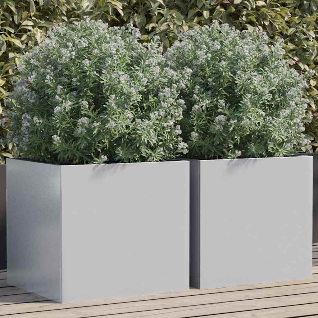 Vidaxx jardinières 2 pcs 42x40x39 cm acier galvanisé couleur argent