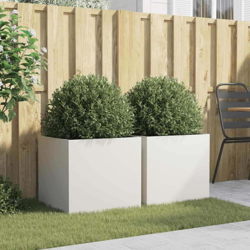 Vidaxx jardinières 2 pcs 49x47x46 cm acier blanc