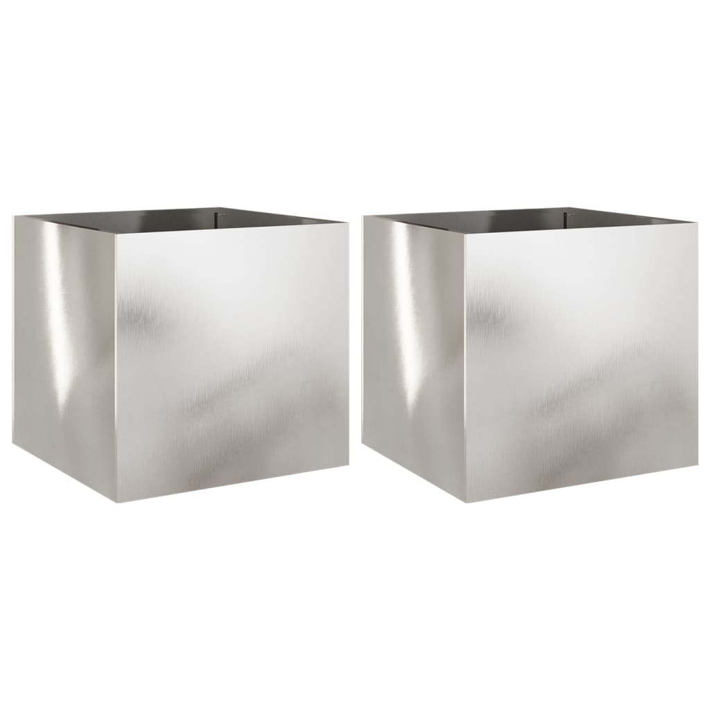 Vidaxx jardinières 2 pcs 49x47x46 cm acier inoxydable couleur argent