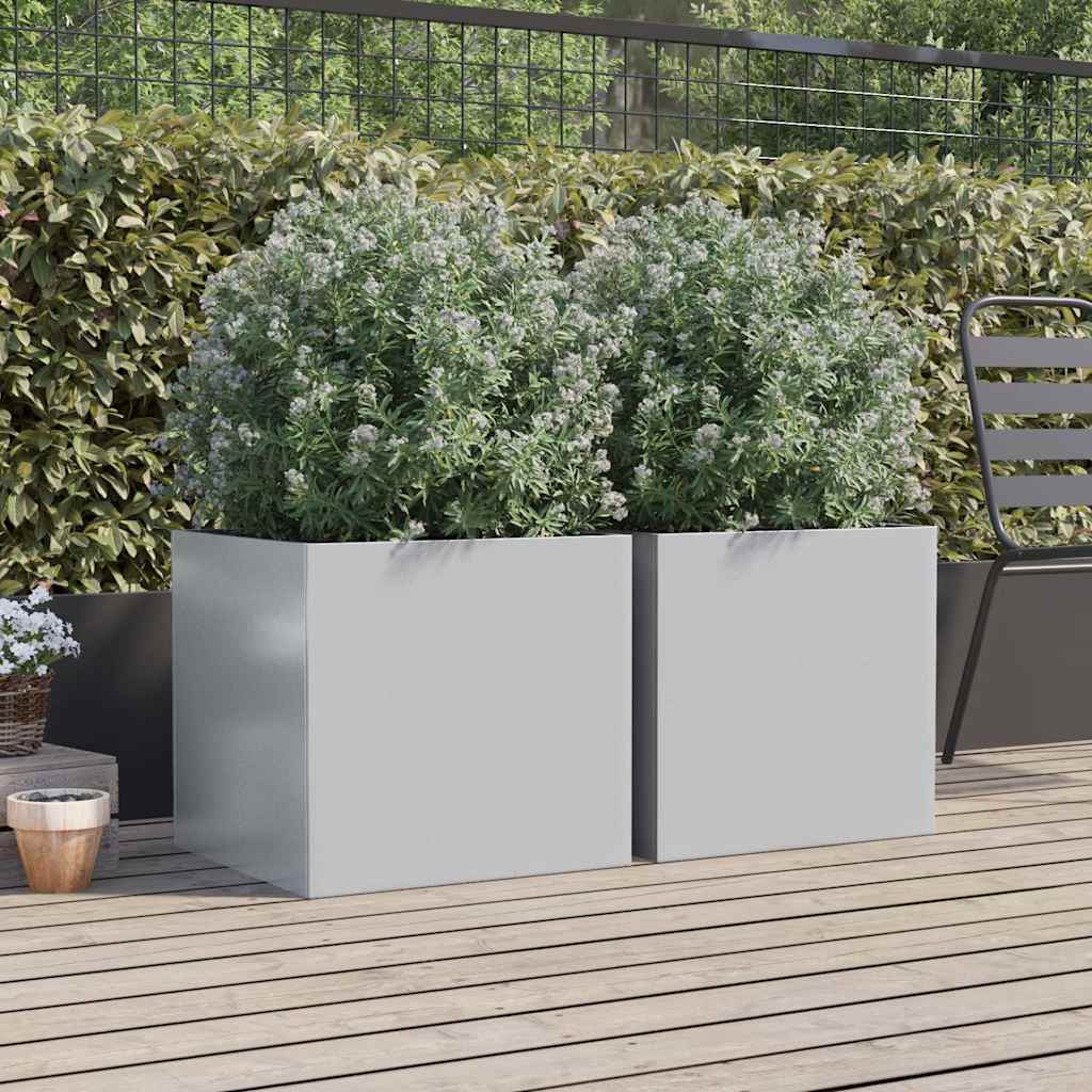 Vidaxx jardinières 2 pcs 49x47x46 cm acier galvanisé couleur argent