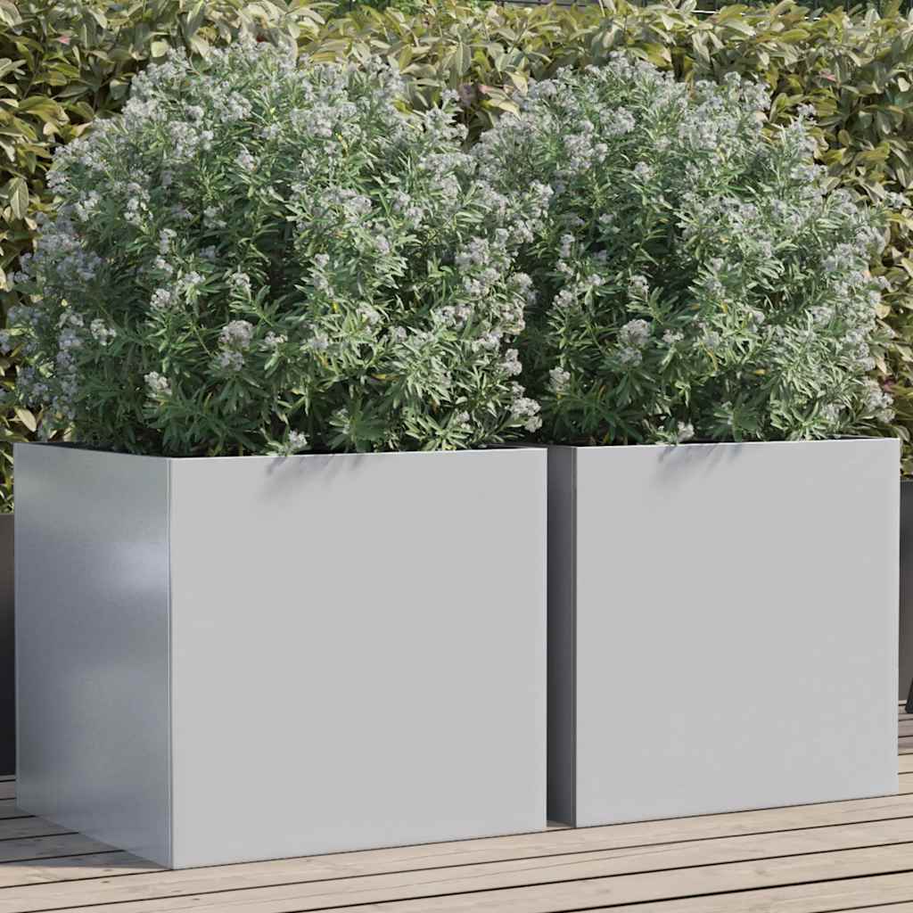 Vidaxx jardinières 2 pcs 49x47x46 cm acier galvanisé couleur argent