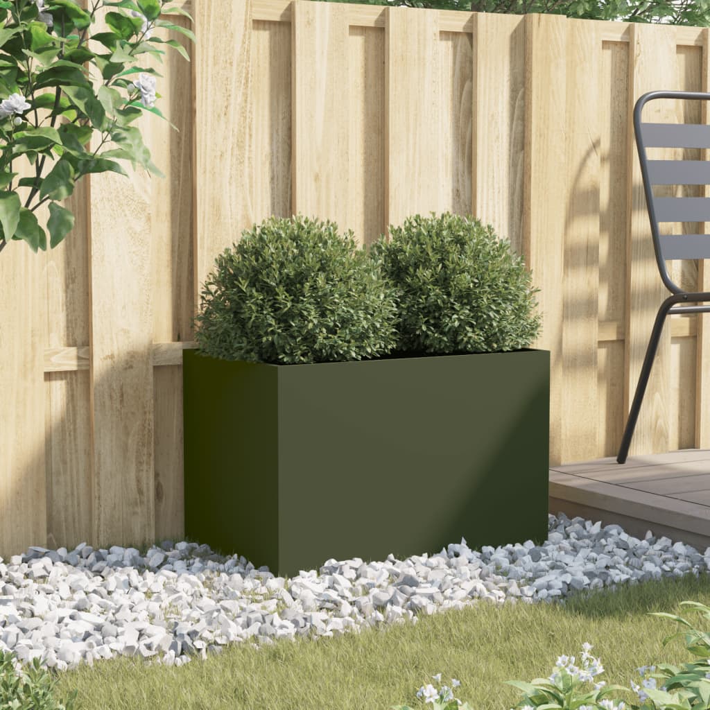 Vidaxx jardinière 62x40x39 cm acier vert olive