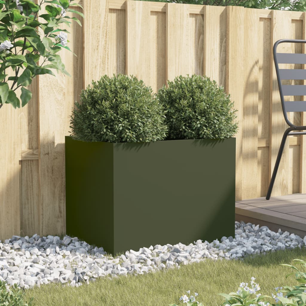 Vidaxx jardinière 62x47x46 cm acier vert olive