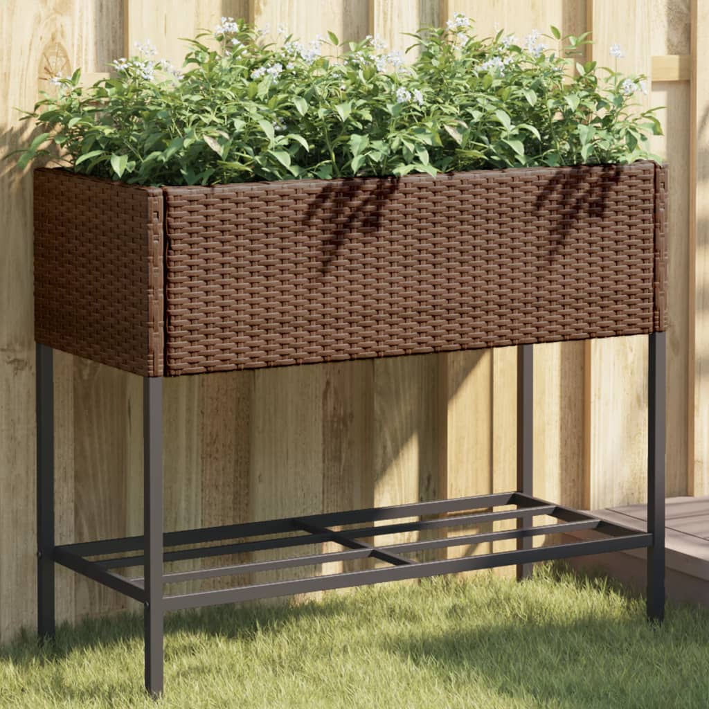 VidaXL Jardinières avec étagère 2 pcs 90x40x75 poly rotin marron
