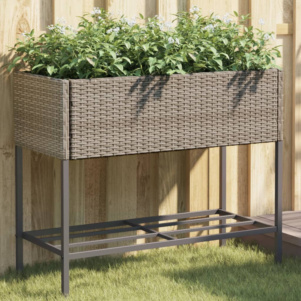 VidaXL Jardinières avec étagère 2 pcs 90x40x75 poly rotin gris