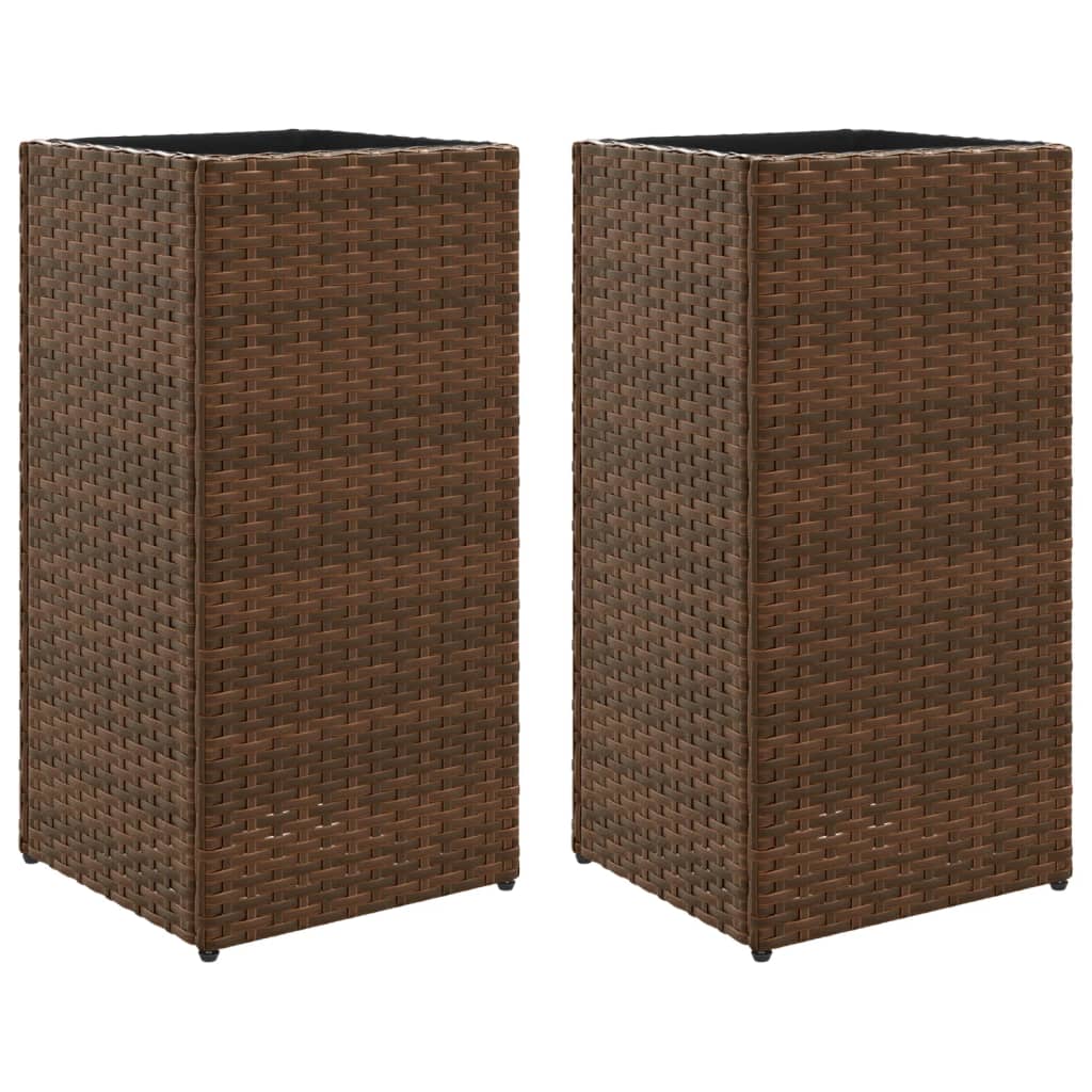 VidaXL Jardinières 2 pcs 30x30x60 cm poly rotin marron