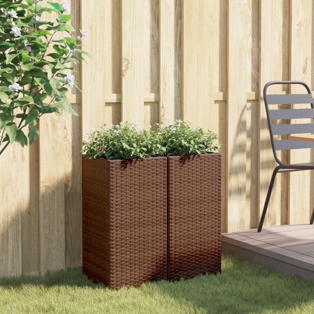 VidaXL Jardinières 2 pcs 30x30x60 cm poly rotin marron