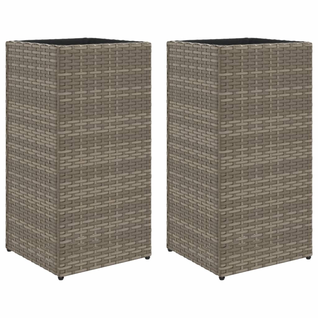VidaXL Jardinières 2 pcs 30x30x60 cm poly rotin gris