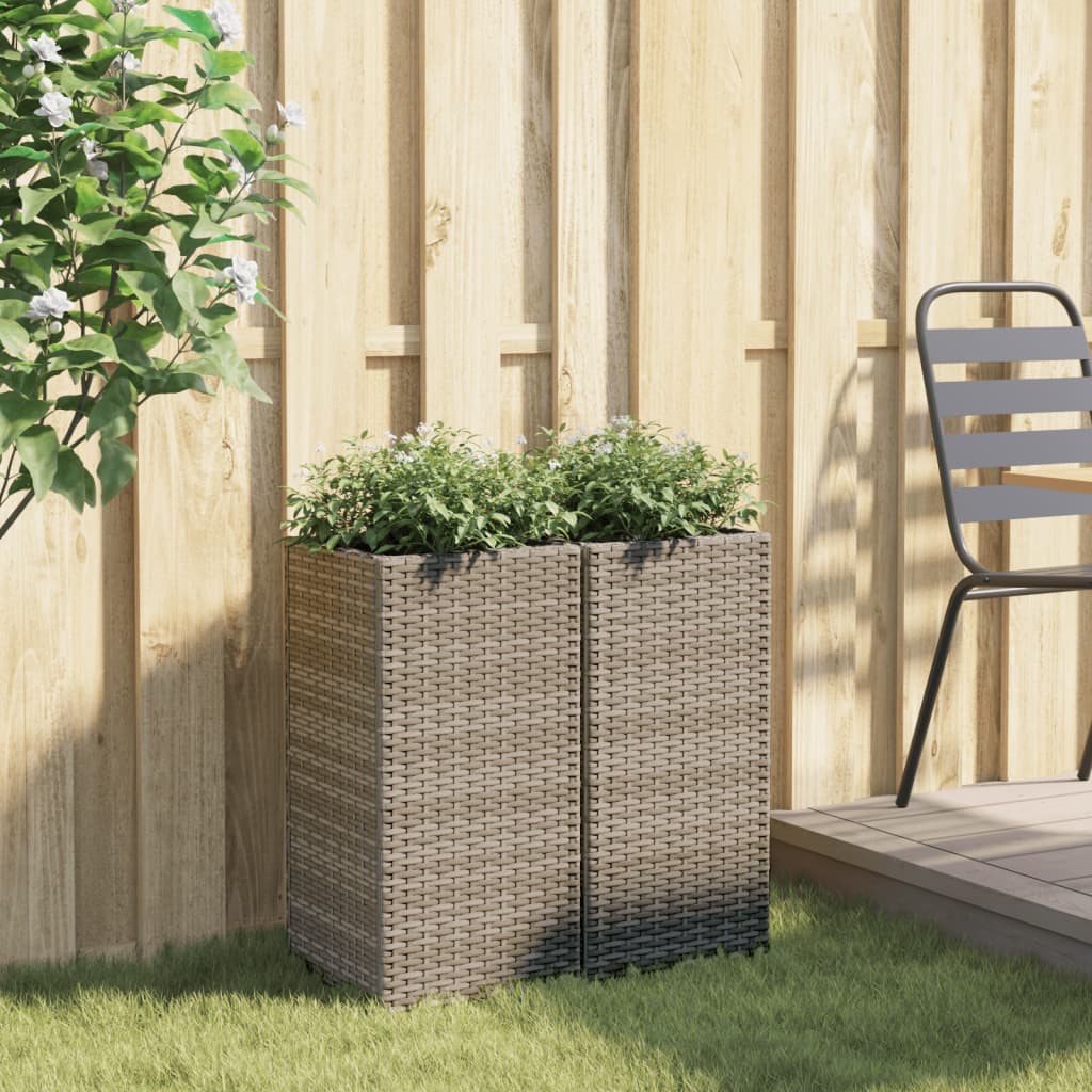 VidaXL Jardinières 2 pcs 30x30x60 cm poly rotin gris