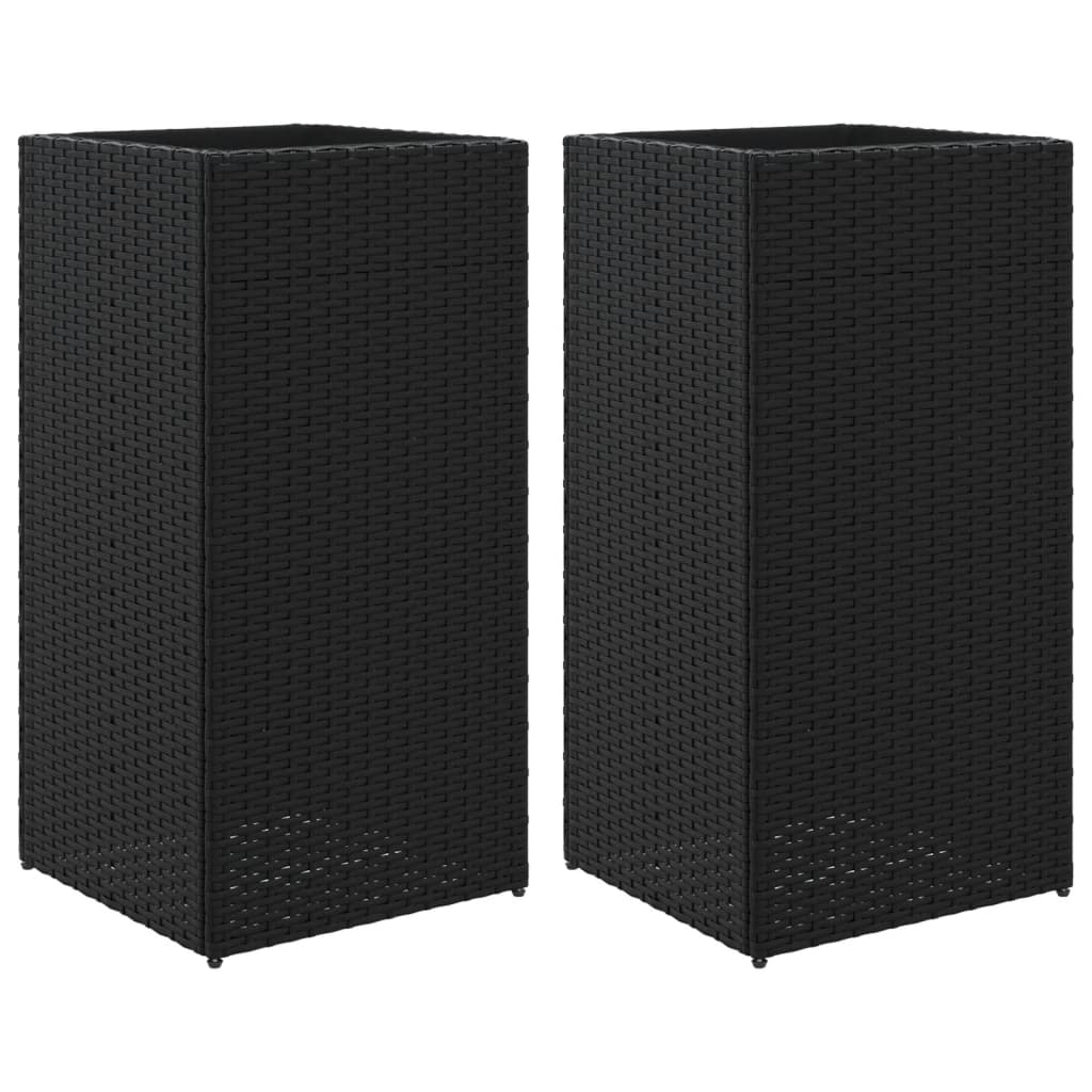 VidaXL Jardinières 2 pcs 40x40x80 cm poly rotin noir