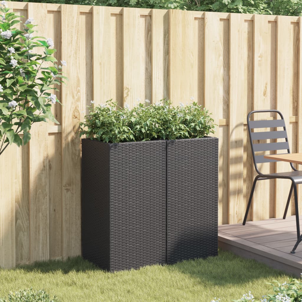 VidaXL Jardinières 2 pcs 40x40x80 cm poly rotin noir