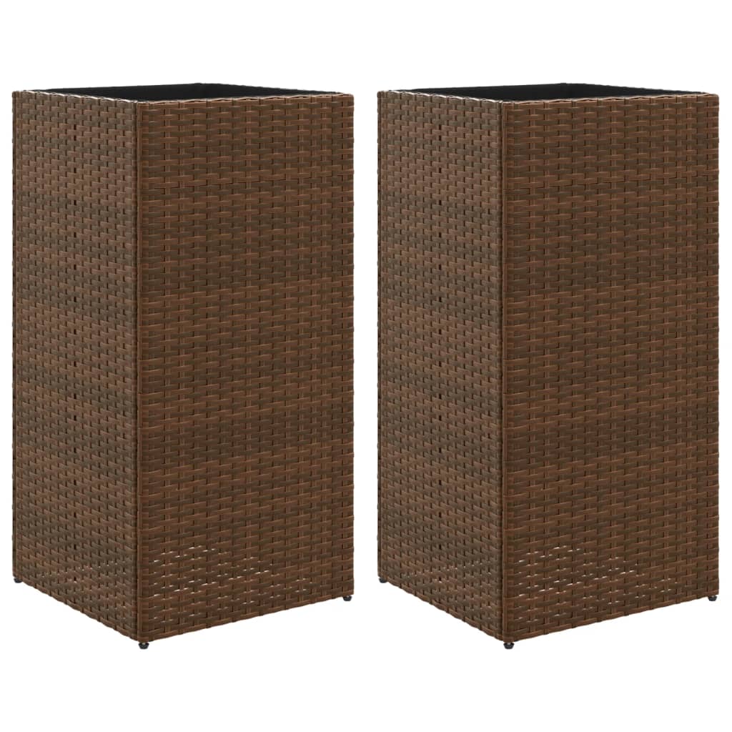 VidaXL Jardinières 2 pcs 40x40x80 cm poly rotin marron