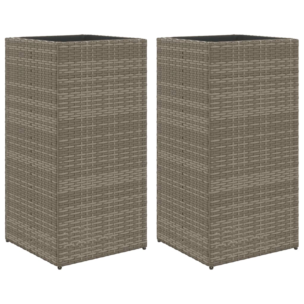 VidaXL Jardinières 2 pcs 40x40x80 cm poly rotin gris