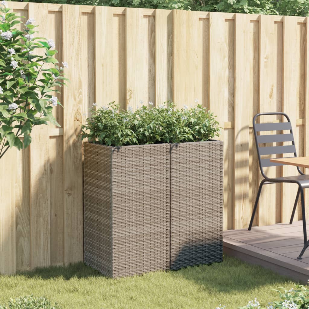 VidaXL Jardinières 2 pcs 40x40x80 cm poly rotin gris