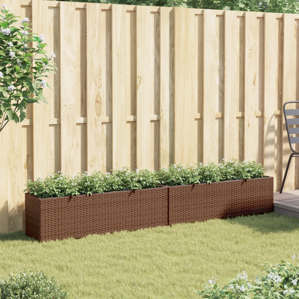 VidaXL Jardinières avec 3 pots 2 pcs 105x30x32 cm poly rotin marron
